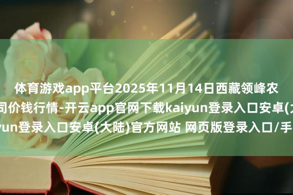 体育游戏app平台2025年11月14日西藏领峰农副家具策动解决有限公司价钱行情-开云app官网下载kaiyun登录入口安卓(大陆)官方网站 网页版登录入口/手机版
